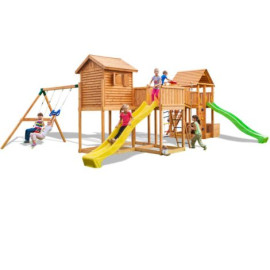 Fungoo komplett játszótér Maxi Set Play box 2,9 m-es zöld és sárga csúszdával