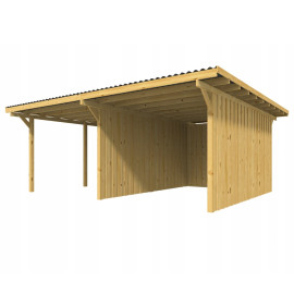 Kocsibeálló dupla Zug Amiti 595 x 495 cm – oldalfalakkal és hátfallal